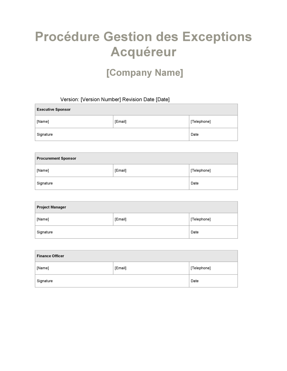 Processus Exceptions Modèle de procédure gestion des exceptions acquéreur - Modèles de ...