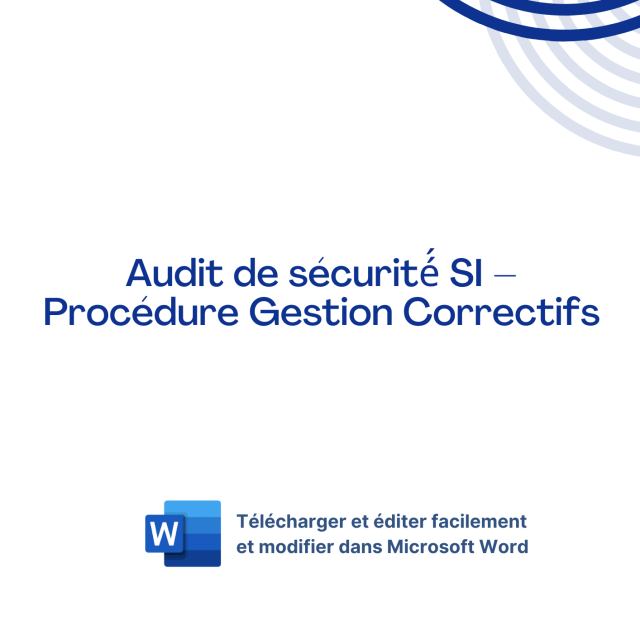 Modèle de Procédure Gestion Correctifs - Audit de sécurité SI