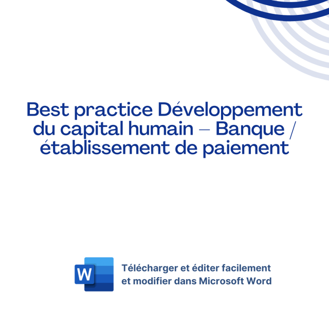Modèle de politique - Procédure Best practice Développement du capital humain – Banque / établissement de paiement
