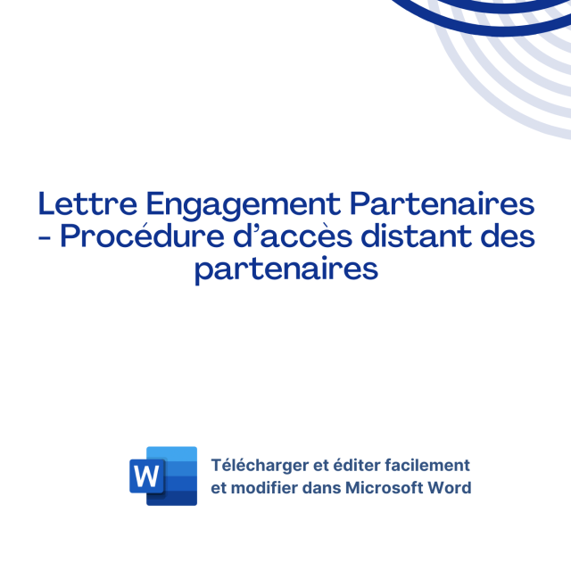 Modèle de Lettre Engagement Partenaires - Procédure d’accès distant des partenaires