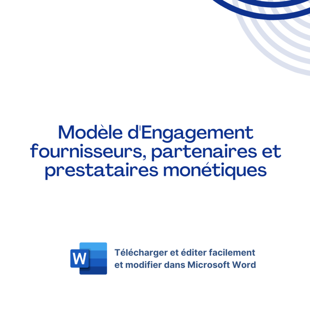 Modèle d'Engagement fournisseurs, partenaires et prestataires monétiques