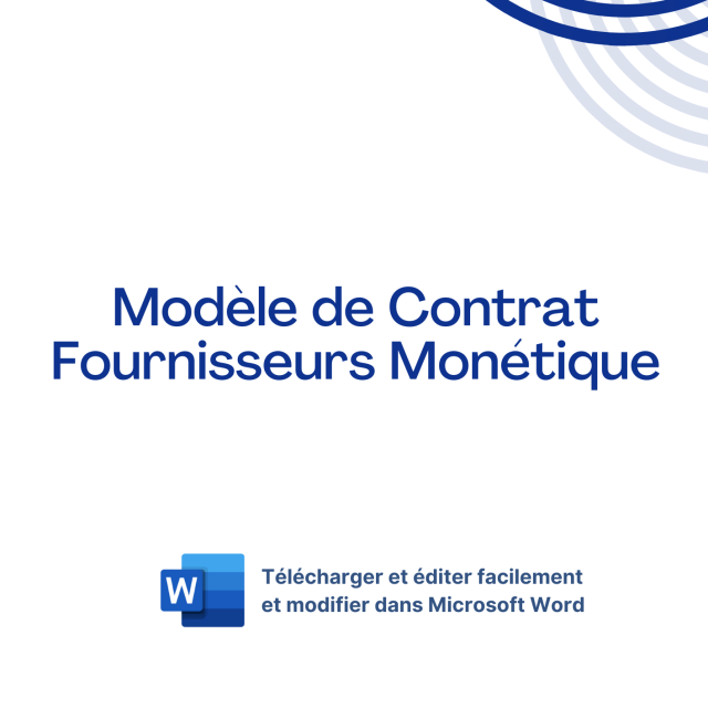 Modèle de Contrat Fournisseurs Monétique