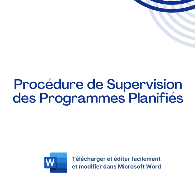 Modèle de Procédure de Supervision des Programmes Planifiés