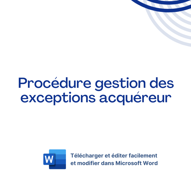 Modèle de procédure gestion des exceptions acquéreur
