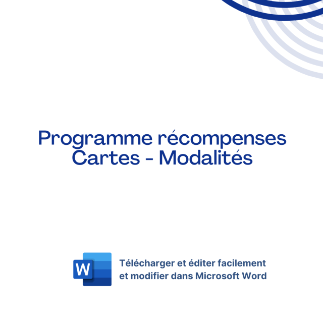 Modèle de Programme récompenses Cartes - Modalités
